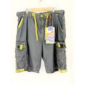 Jetlag New Vintage Cargo Santos Shorts Men Skater 42 Lime Gray Travel Utility